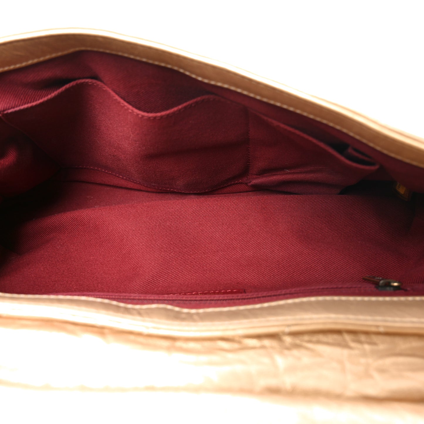 Aged Calfskin Quilted Medium Pondichery Flap Gold