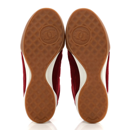 Chanel Suede Kidskin Quilted Sneakers 36 Dark Red 6 of 9