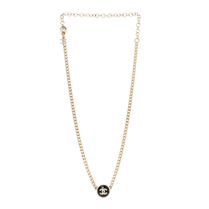 Chanel Crystal Resin CC Chain Link Short Necklace Black Gold 3 of 4