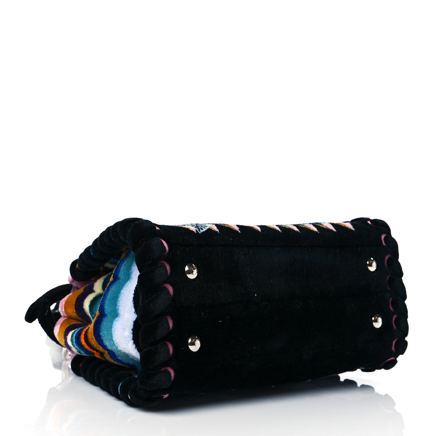 Velvet Embroidered Mini Peekaboo Iconic Satchel Black Multicolor
