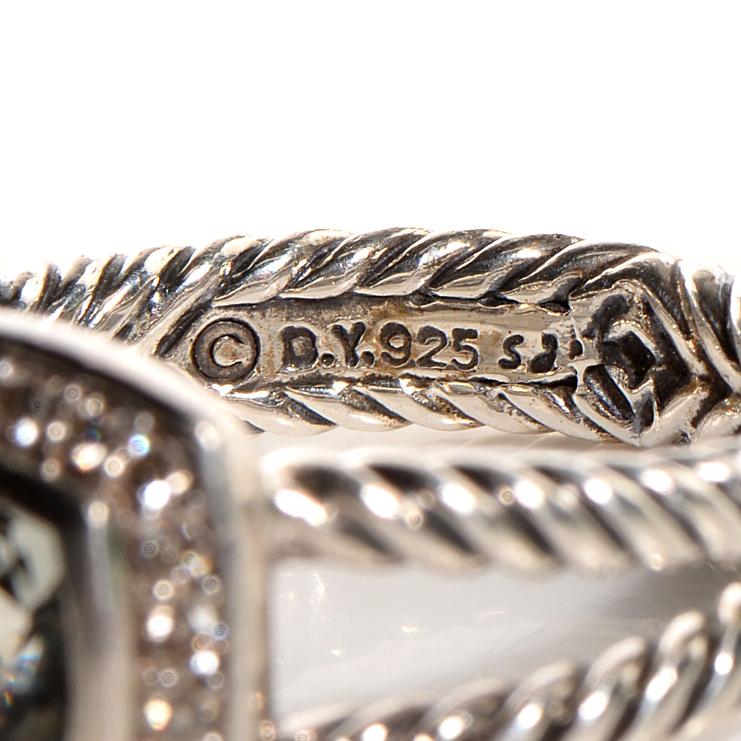 Sterling Silver Diamond Prasiolite 7mm Petite Albion Ring 53 6.5