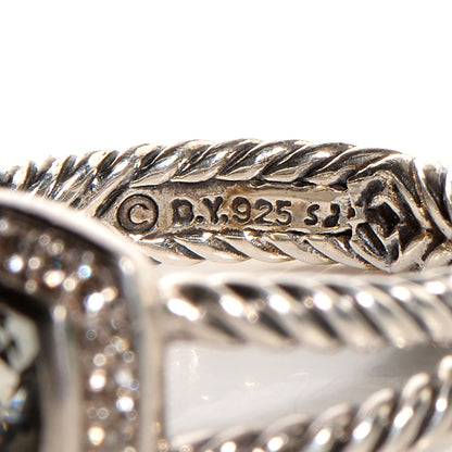 David Yurman Sterling Silver Diamond Prasiolite 7mm Petite Albion Ring 53 6.5 4 of 5