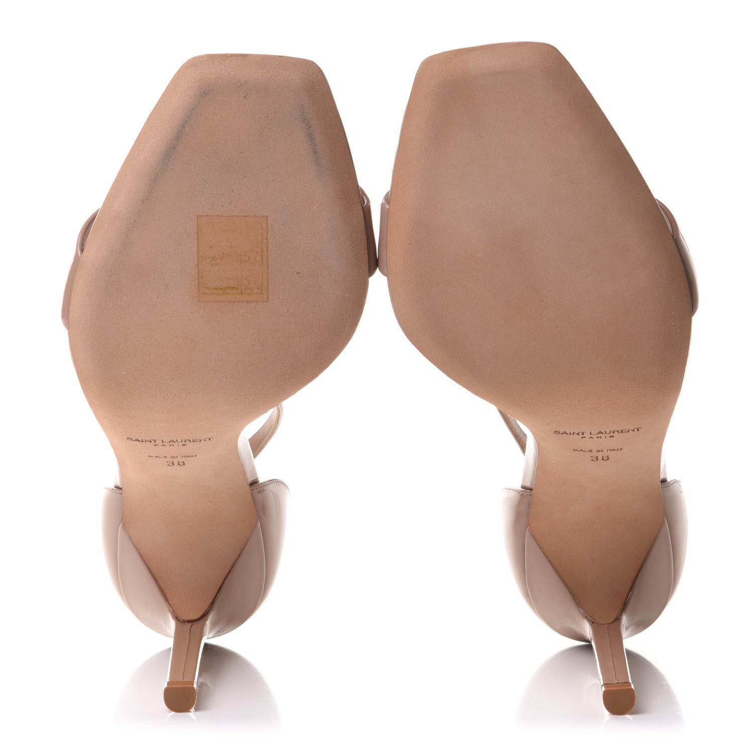 Saint Laurent Patent Calfskin Amber 105 Ankle Strap Sandals 38 Beige 5 of 9