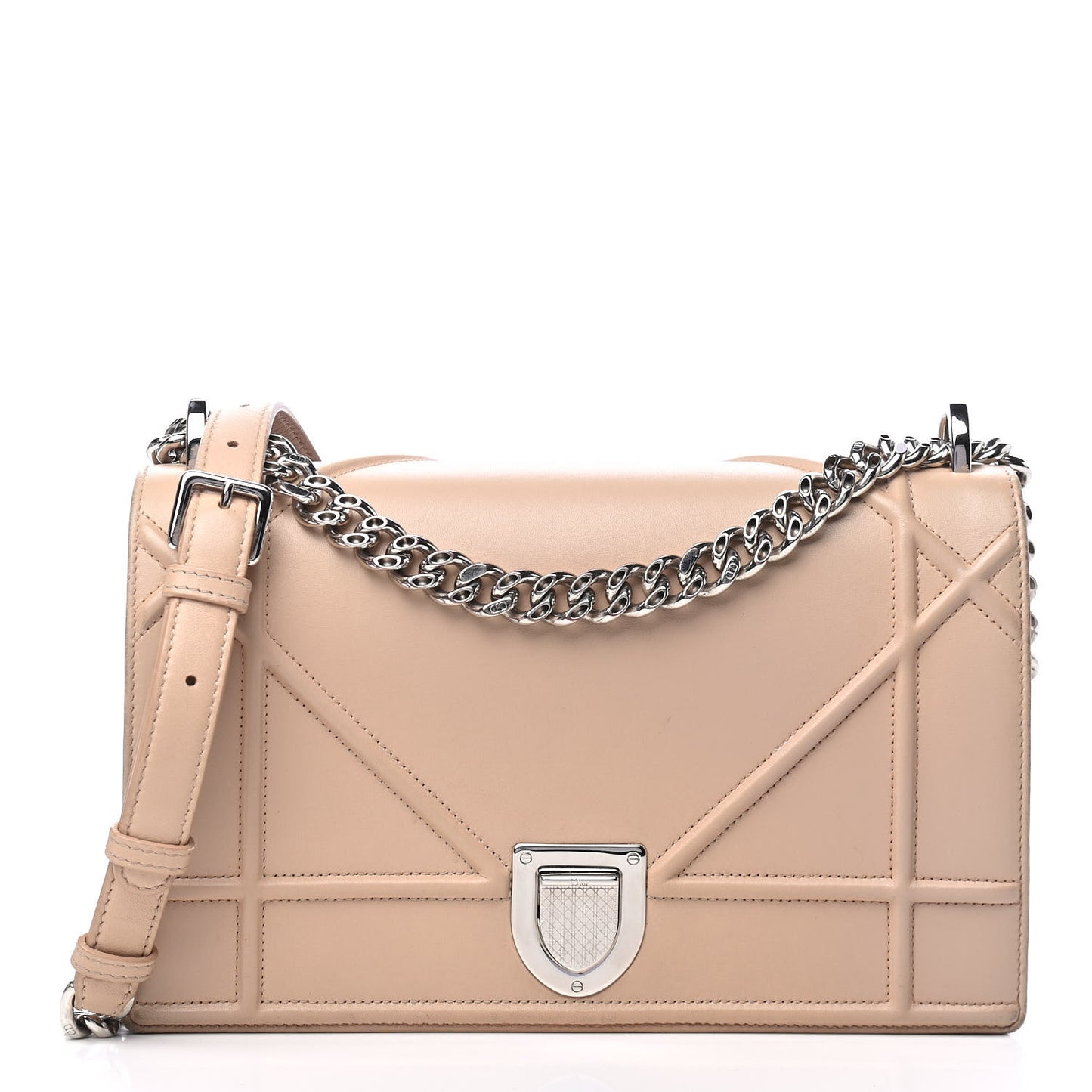 Lambskin Medium Diorama Flap Bag Nude