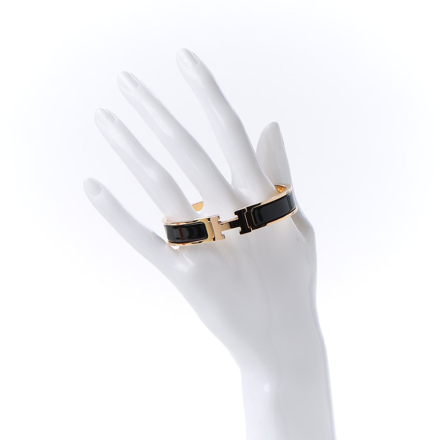 Enamel Narrow Clic Clac H Bracelet GM Black