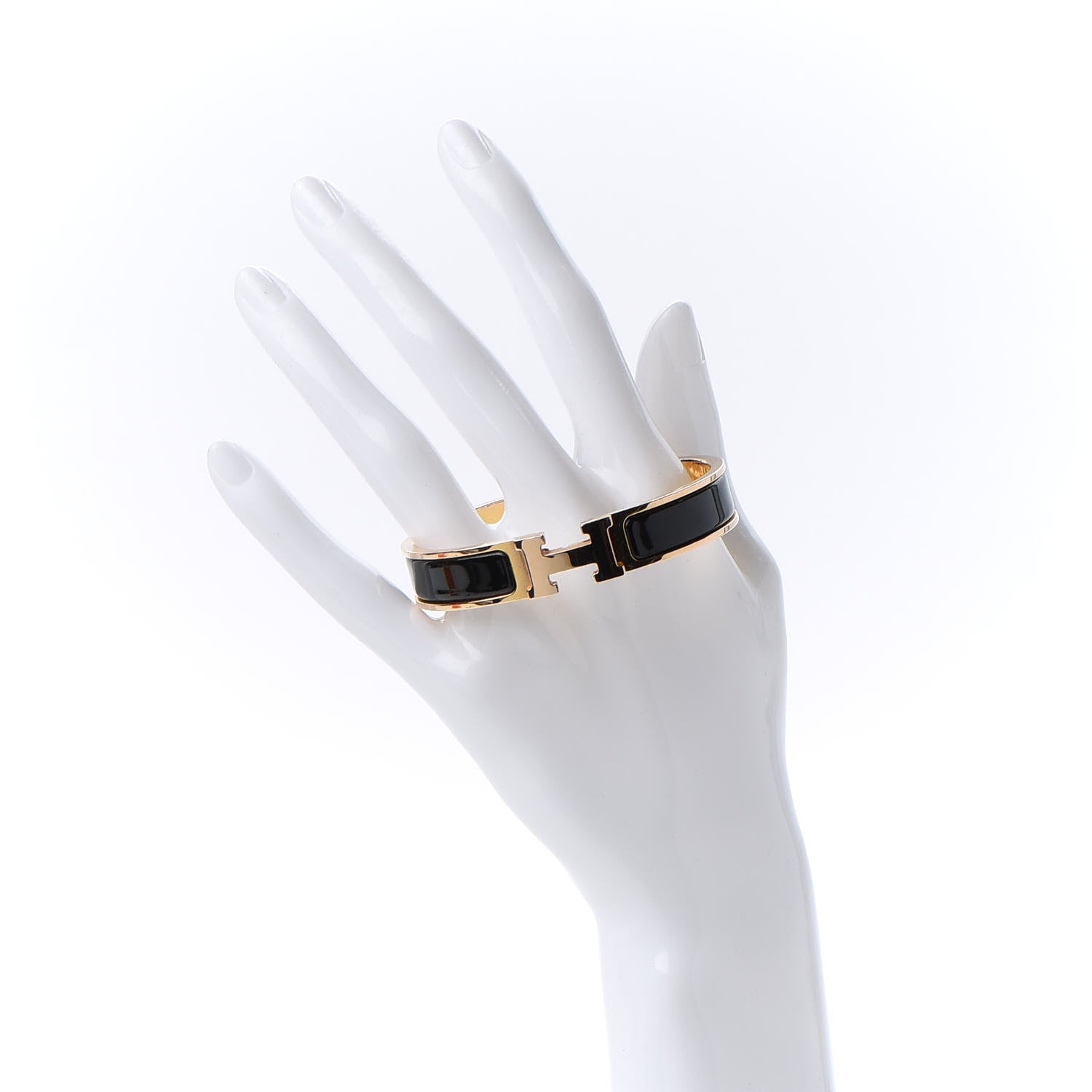 Hermes Enamel Narrow Clic Clac H Bracelet GM Black 2 of 7