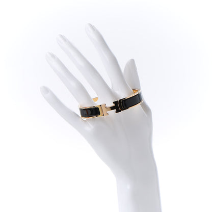Hermes Enamel Narrow Clic Clac H Bracelet GM Black 2 of 7