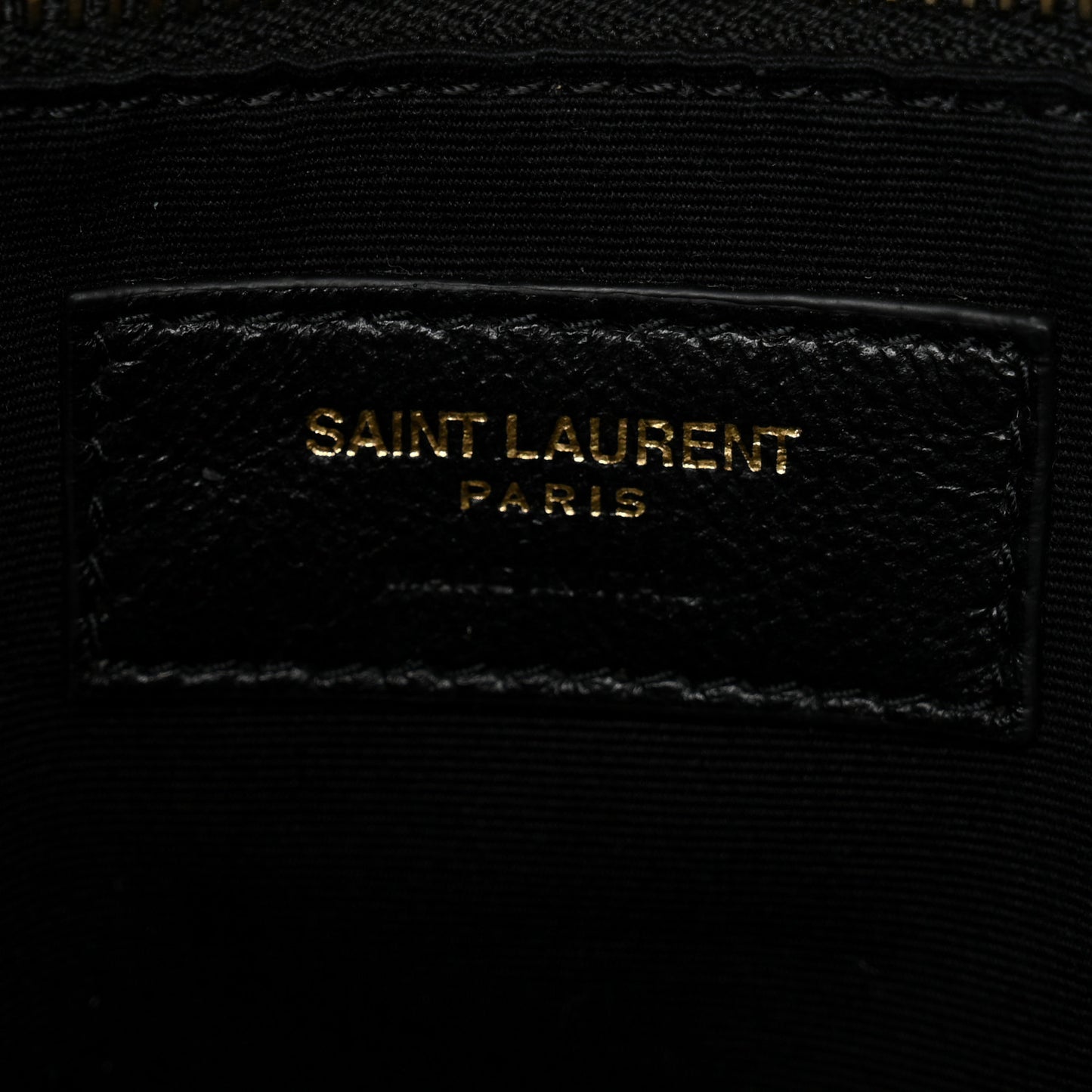 Calfskin Y Quilted Monogram Medium Loulou Chain Satchel Black