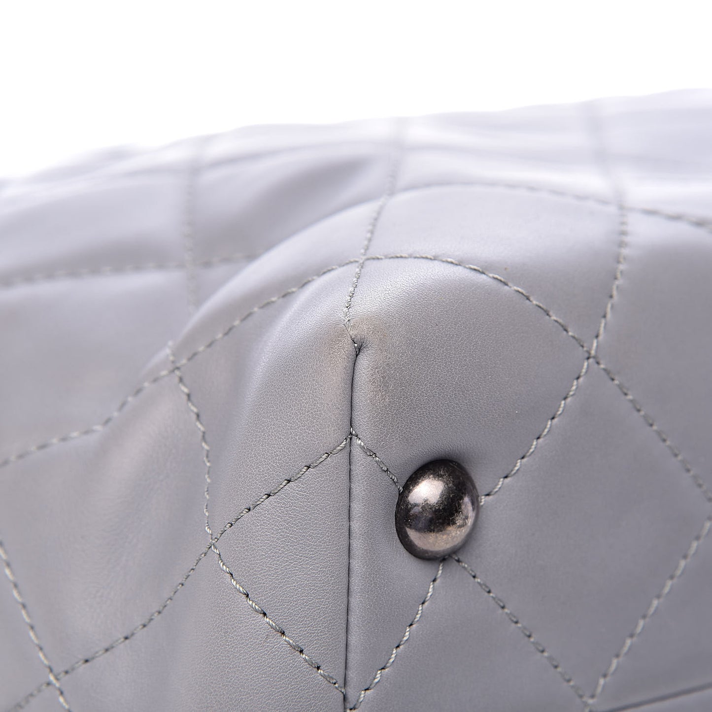 Calfskin Quilted Large Shopping In Chains Tote Light Grey