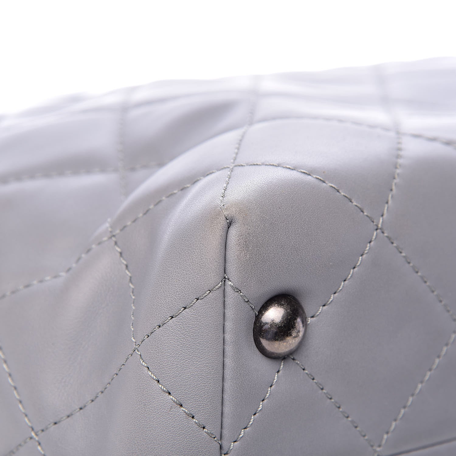 Chanel Calfskin Quilted Large Shopping In Chains Tote Light Grey 10 of 15