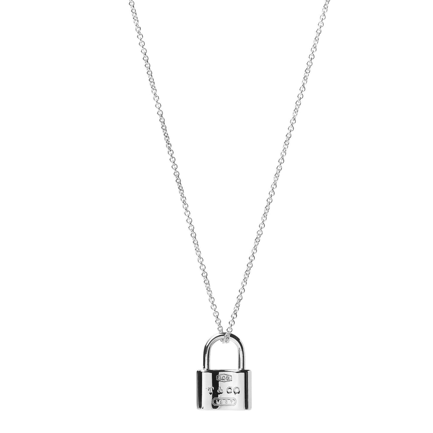 Sterling Silver 1837 Lock Charm Pendant Necklace