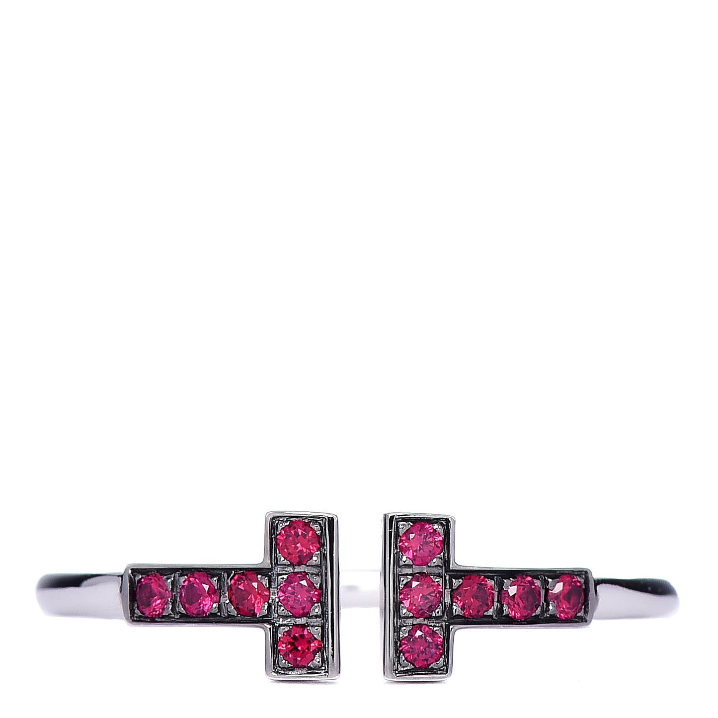 18K White Gold Ruby T Wire Ring 56 7.5