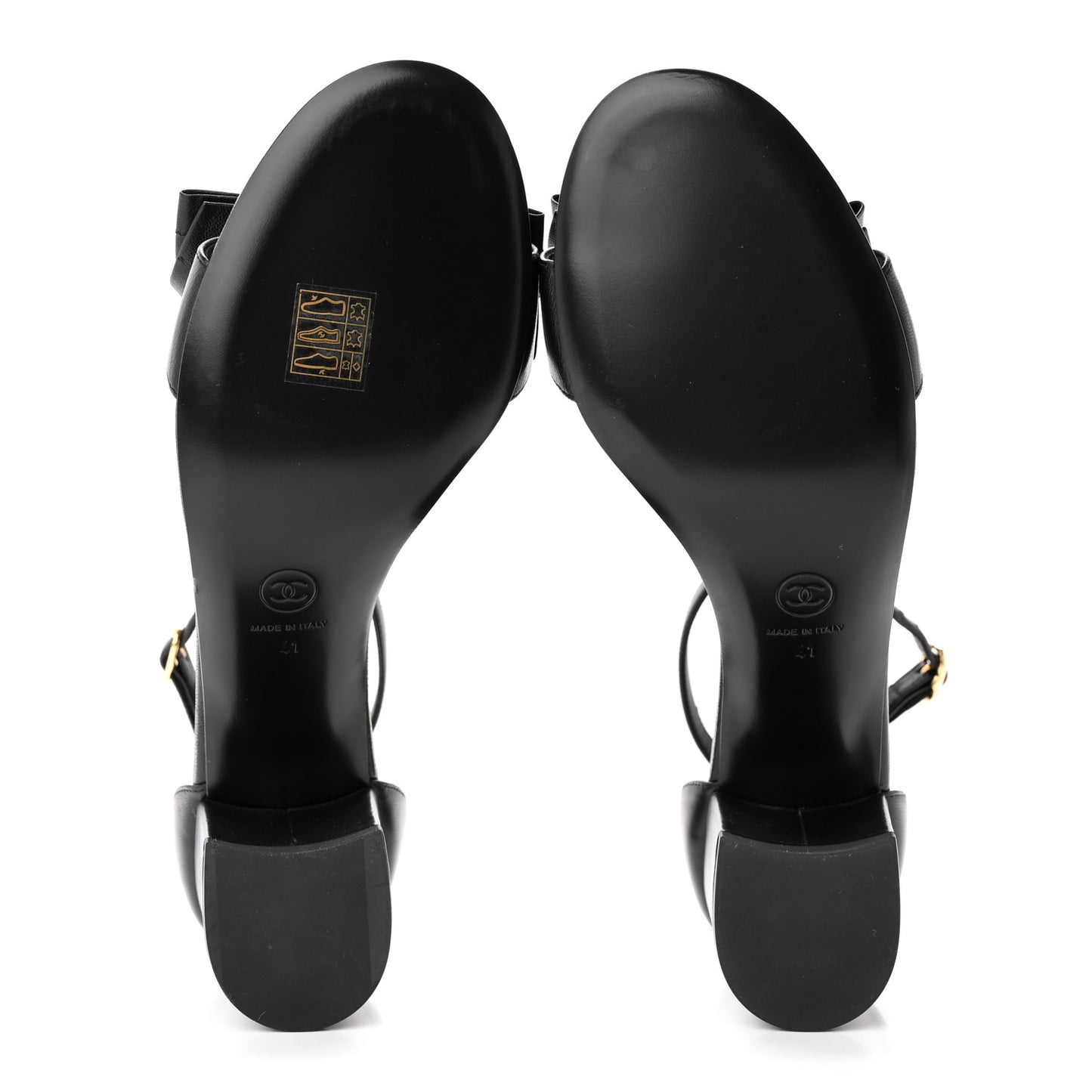 Lambskin CC Bow Sandals 41 Black