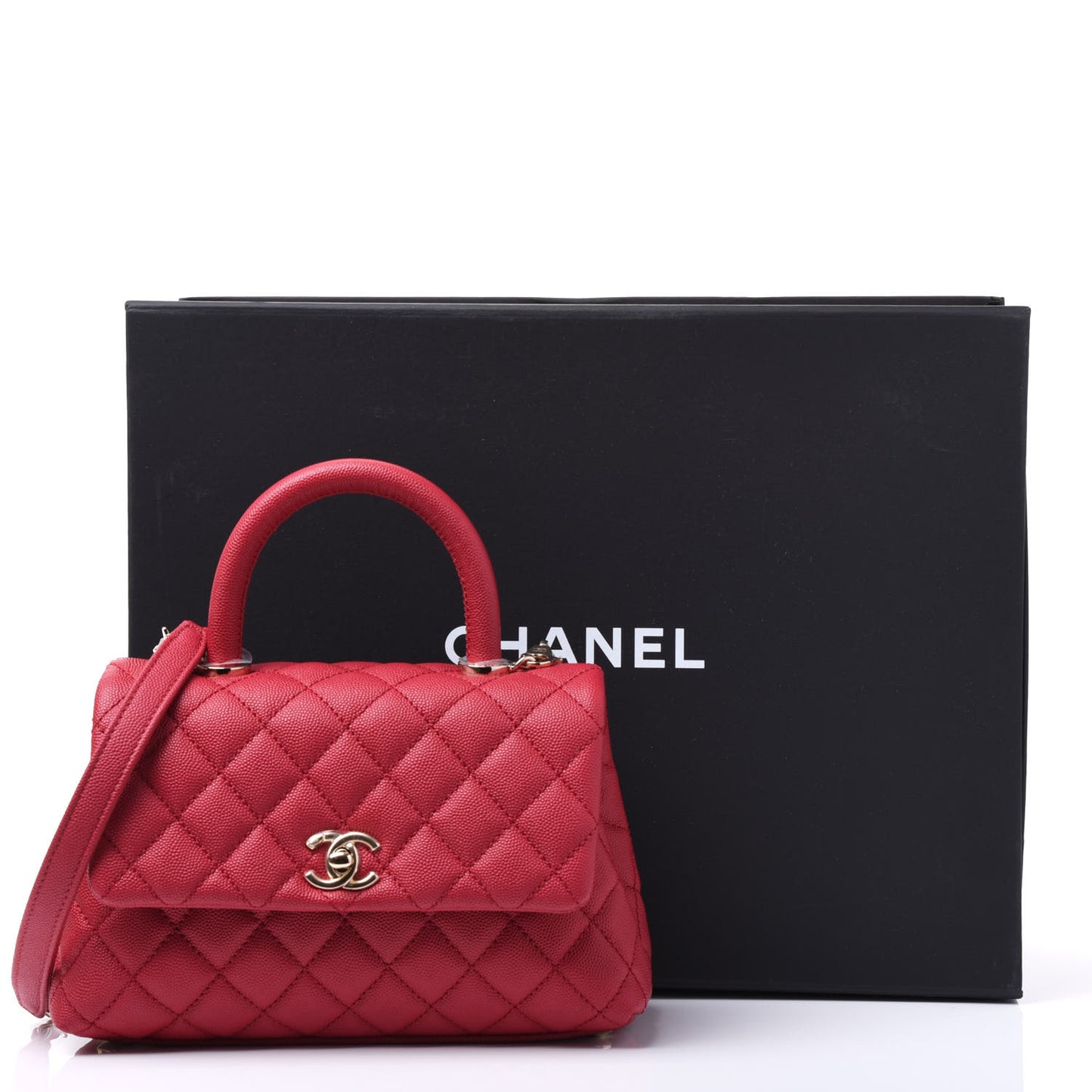 Caviar Quilted Mini Coco Handle Flap Fuchsia