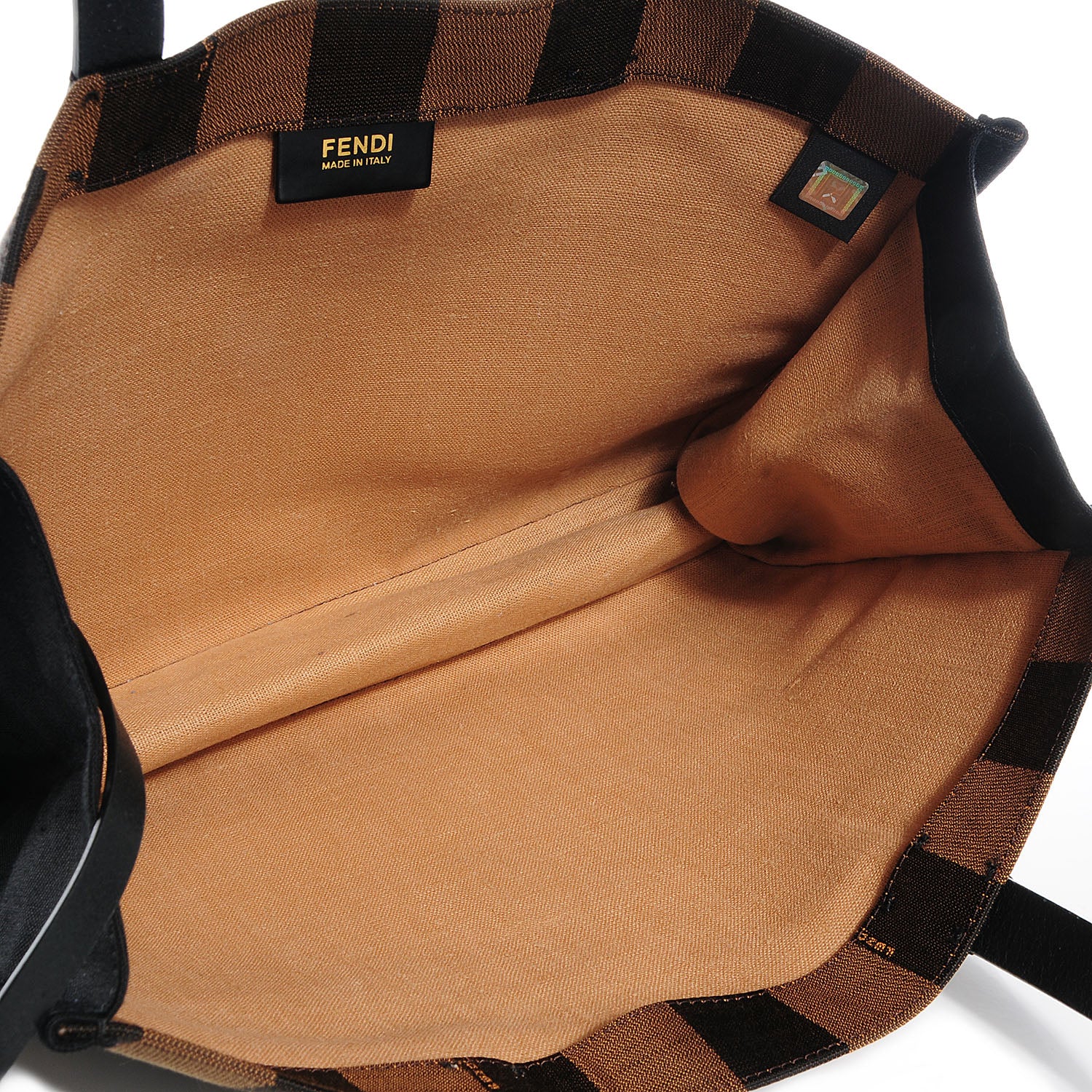 Fendi Canvas Pequin Small Shopping Tote Tobacco 7 of 12