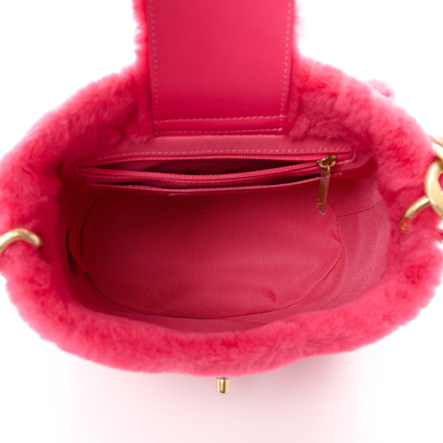 Shearling Quilted Bucket Bag Fuchsia