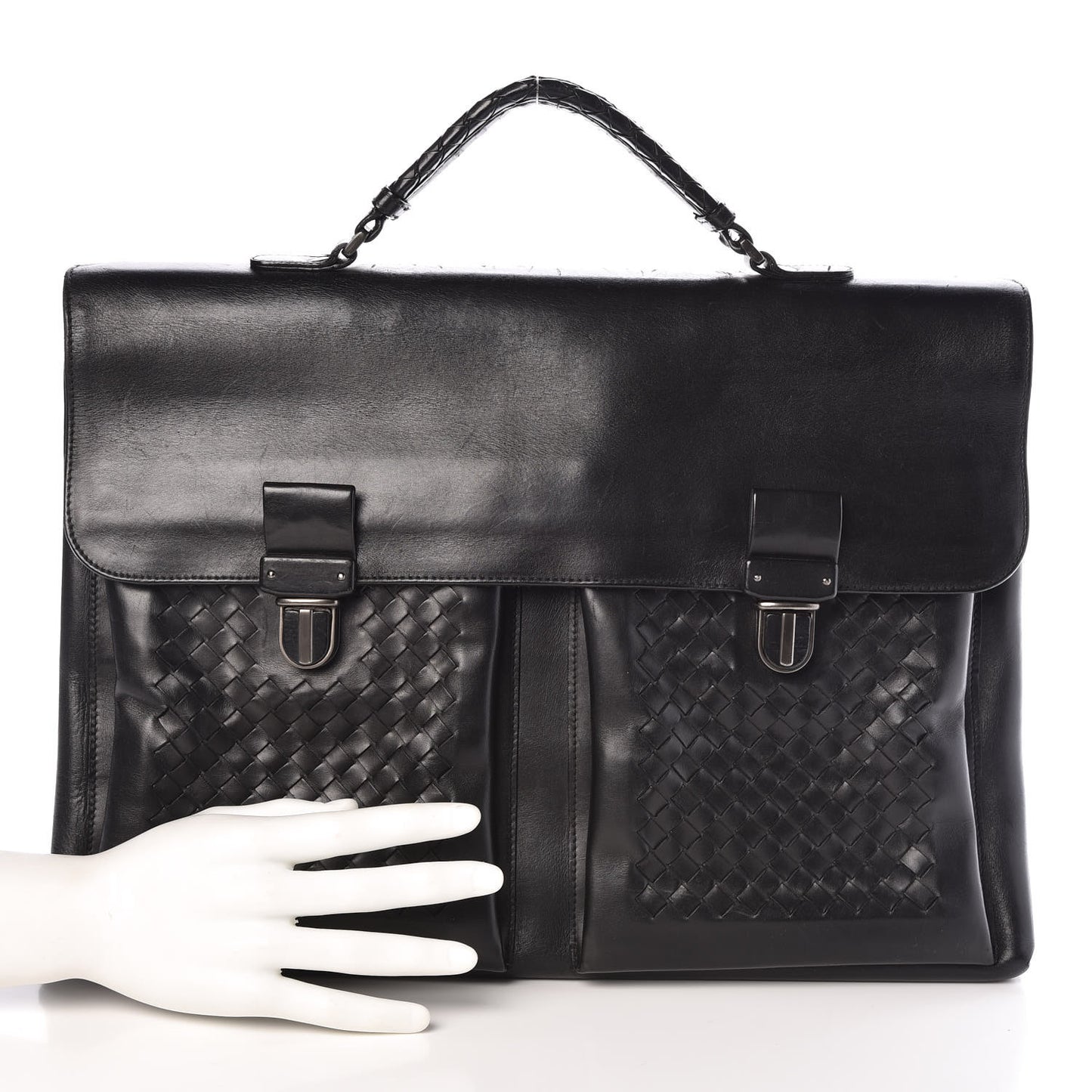 Calfskin Intrecciato Briefcase Black