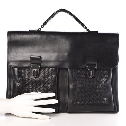 Bottega Veneta Calfskin Intrecciato Briefcase Black 2 of 11