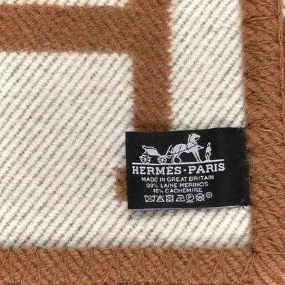 Hermes Wool Cashmere Avalon Blanket Ecru Camel 3 of 3