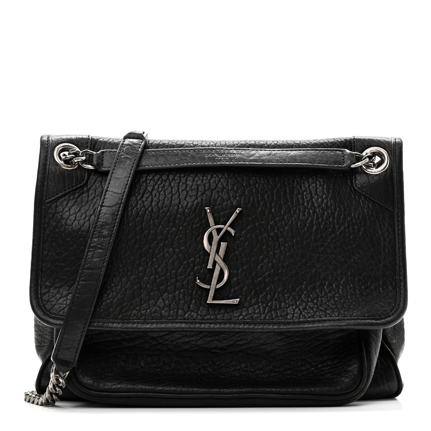 Saint Laurent Grained Lambskin Monogram Medium Niki Chain Satchel Black 1 of 10