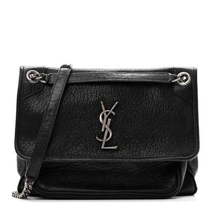 Saint Laurent Grained Lambskin Monogram Medium Niki Chain Satchel Black 1 of 10
