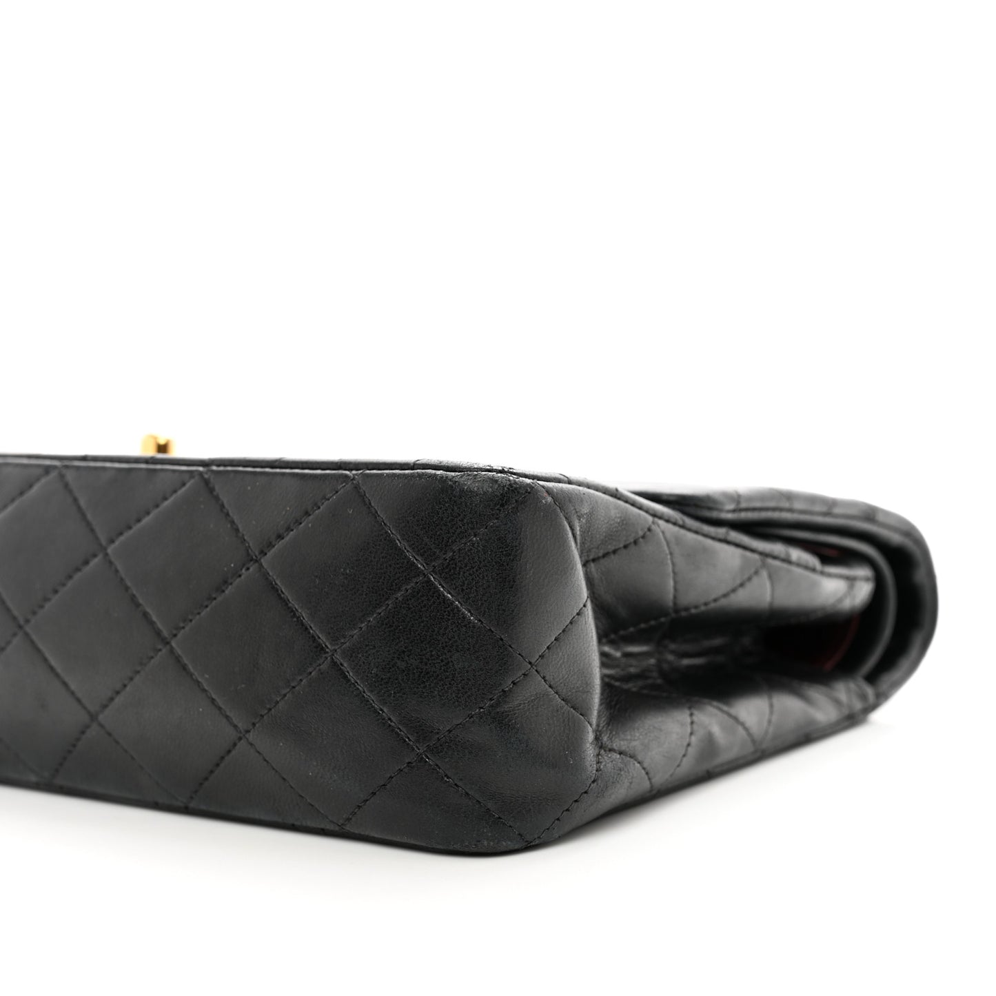 Lambskin Quilted Medium Double Flap Black