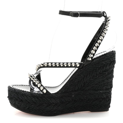 Christian Louboutin Patent Mafaldina 120 Wedge Sandals 37 Black 1 of 8