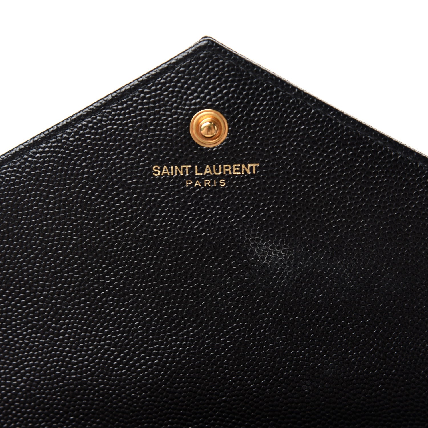 Saint Laurent Grain De Poudre Matelasse Chevron Monogram Chain Wallet Black 6 of 10