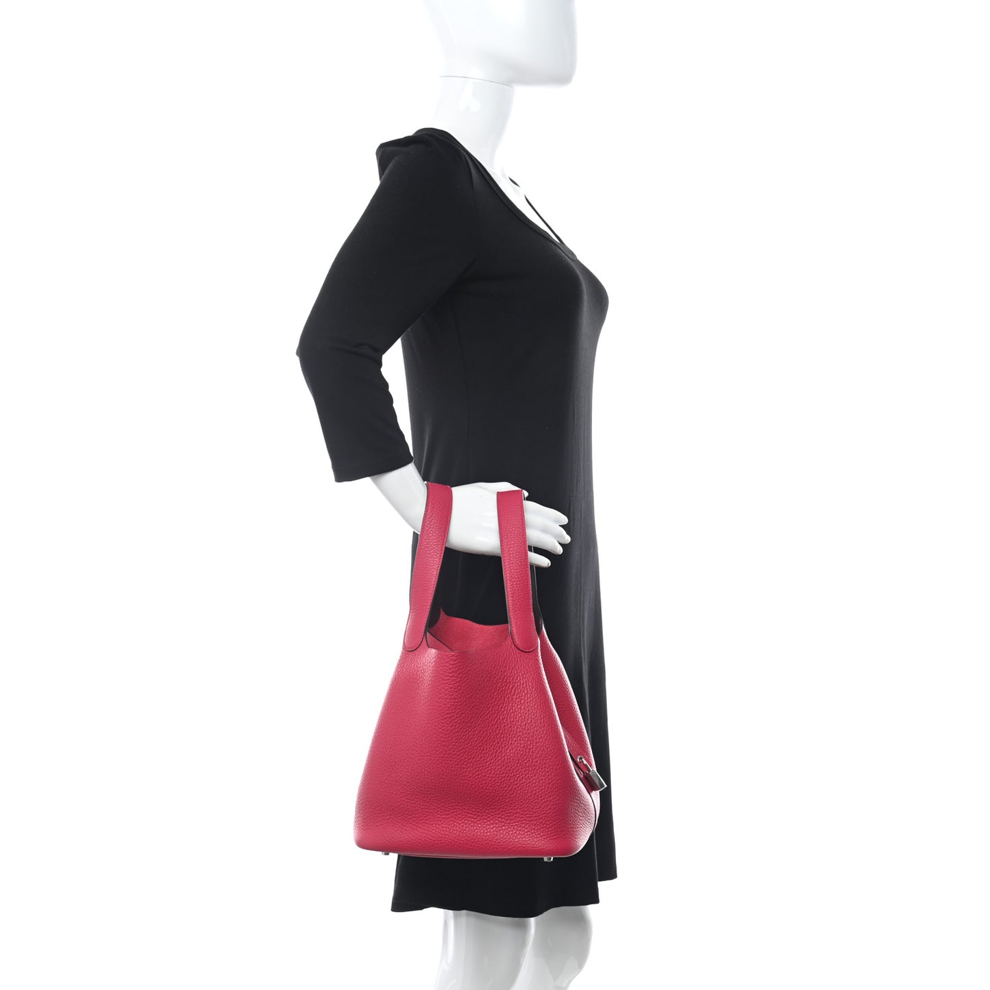 Taurillon Clemence Swift Eclat Picotin Lock 22 MM Framboise Rouge Sellier