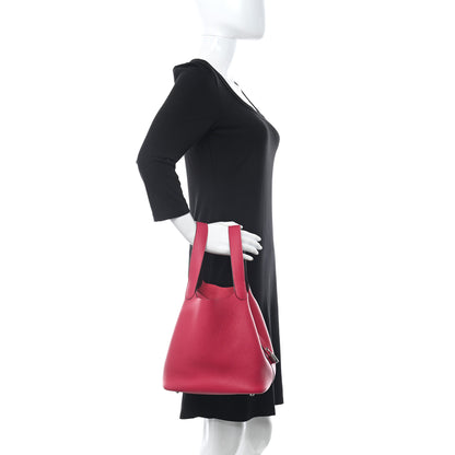 Hermes Taurillon Clemence Swift Eclat Picotin Lock 22 MM Framboise Rouge Sellier 2 of 10