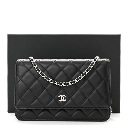 Chanel Lambskin Quilted Wallet On Chain WOC Black 12 of 12