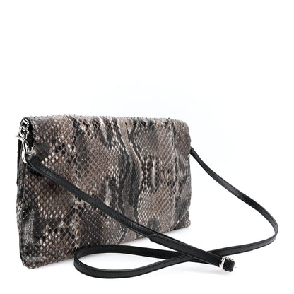 Balenciaga Snakeskin Classic Silver Hardware Envelope Strap Clutch 4 of 11