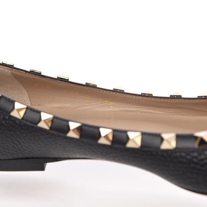 Valentino Garavani Pebbled Calfskin Rockstud Ballerina Flats 39.5 Black 7 of 9