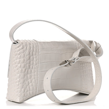 Balenciaga Extra Supple Calfskin Crocodile Embossed XS Downtown Shoulder Bag White 3 of 13