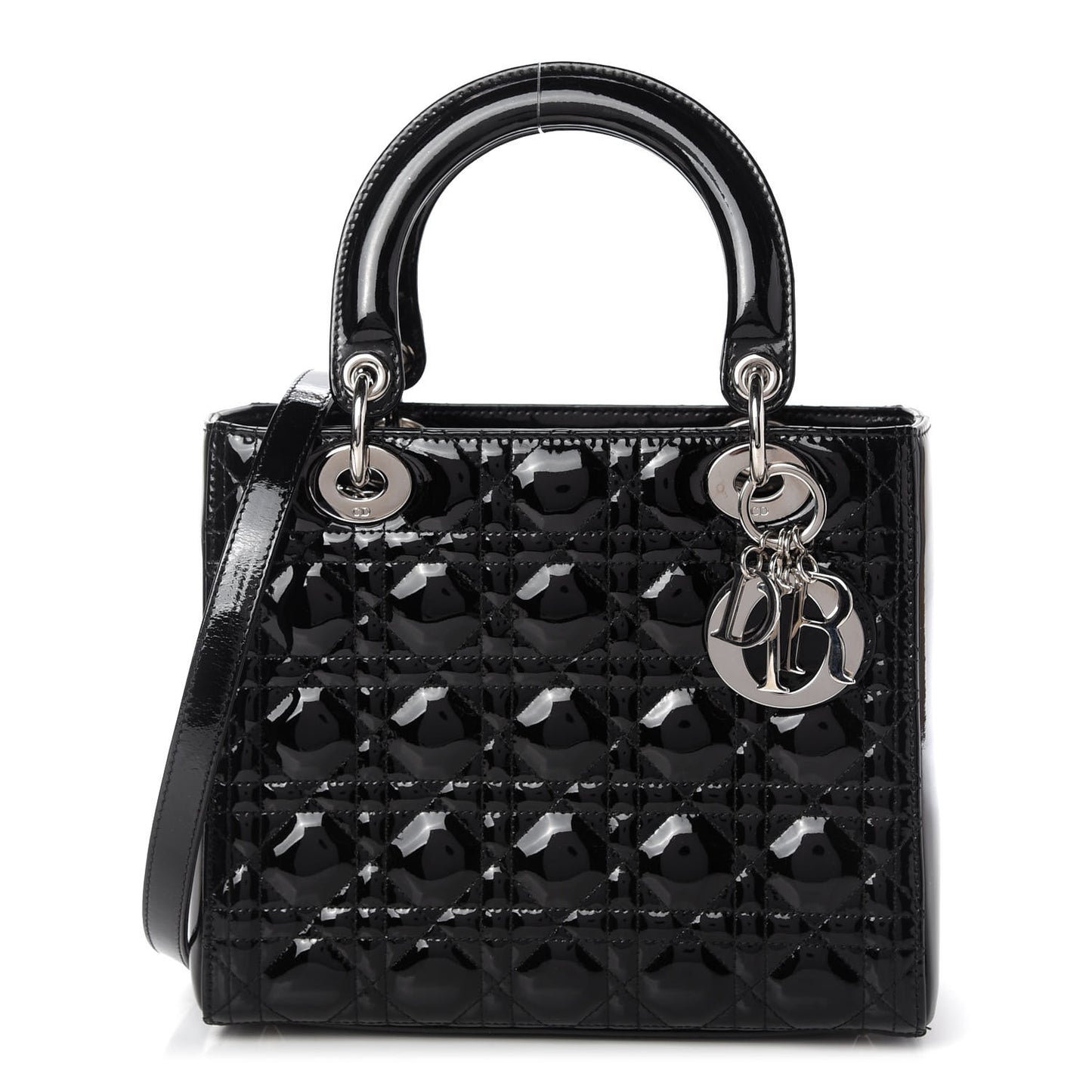 Patent Cannage Medium Lady Dior Black