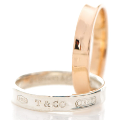 Tiffany Sterling Silver 18K Rose Gold 1837 Interlocking Circles Ring 5 5 of 5