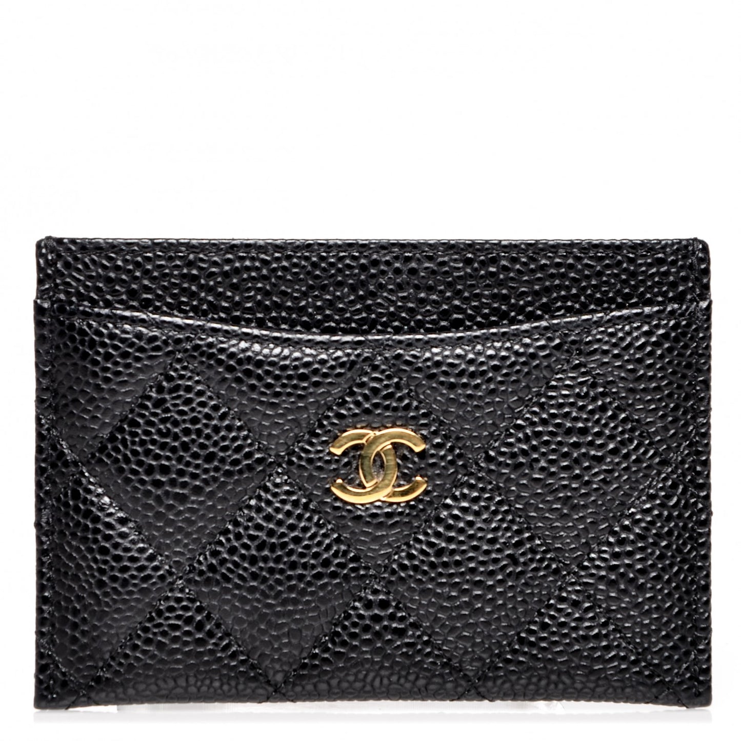 Caviar Quilted Card Holder Black