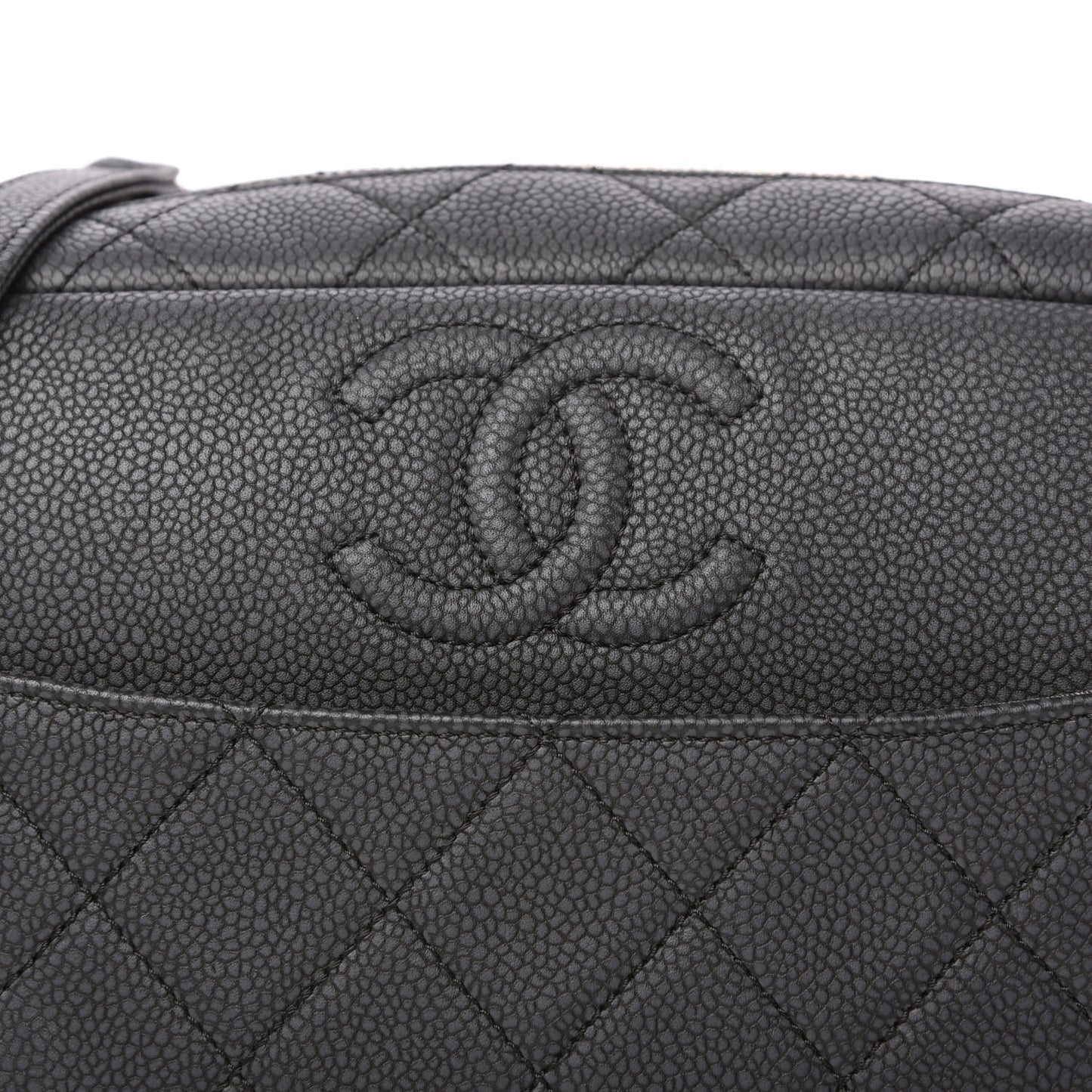 Caviar Quilted Medium Coco Tassel Camera Case Black