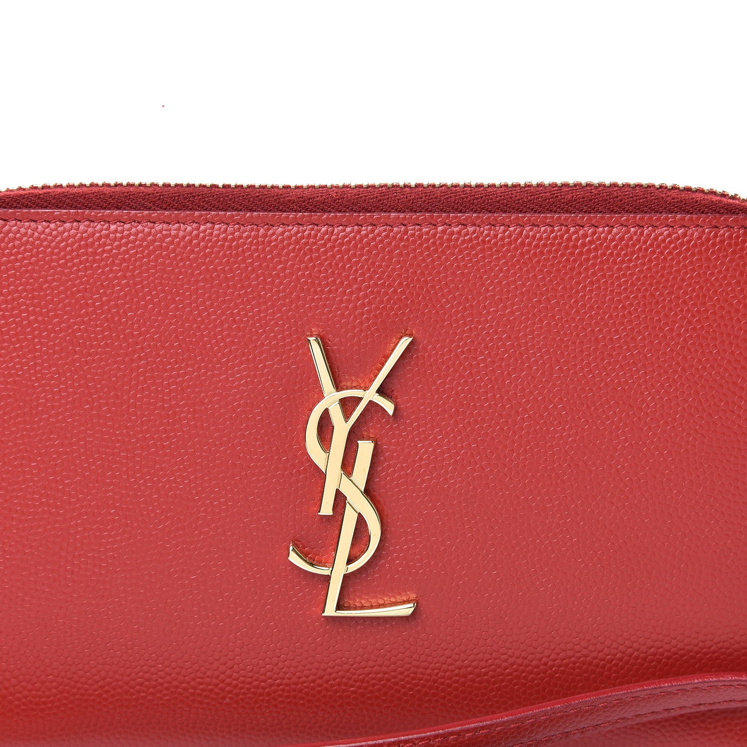 Saint Laurent Grain De Poudre Monogram Smartphone Zip Around Wristlet Wallet Red 9 of 10