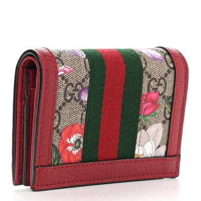 Gucci GG Supreme Monogram Flora Web Ophidia Card Case Red 3 of 8