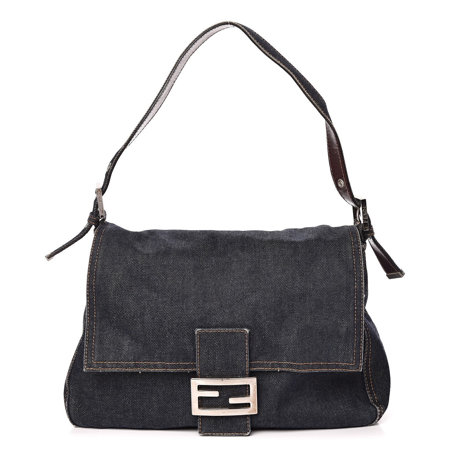 Fendi Denim Mama Baguette Blue 1 of 14