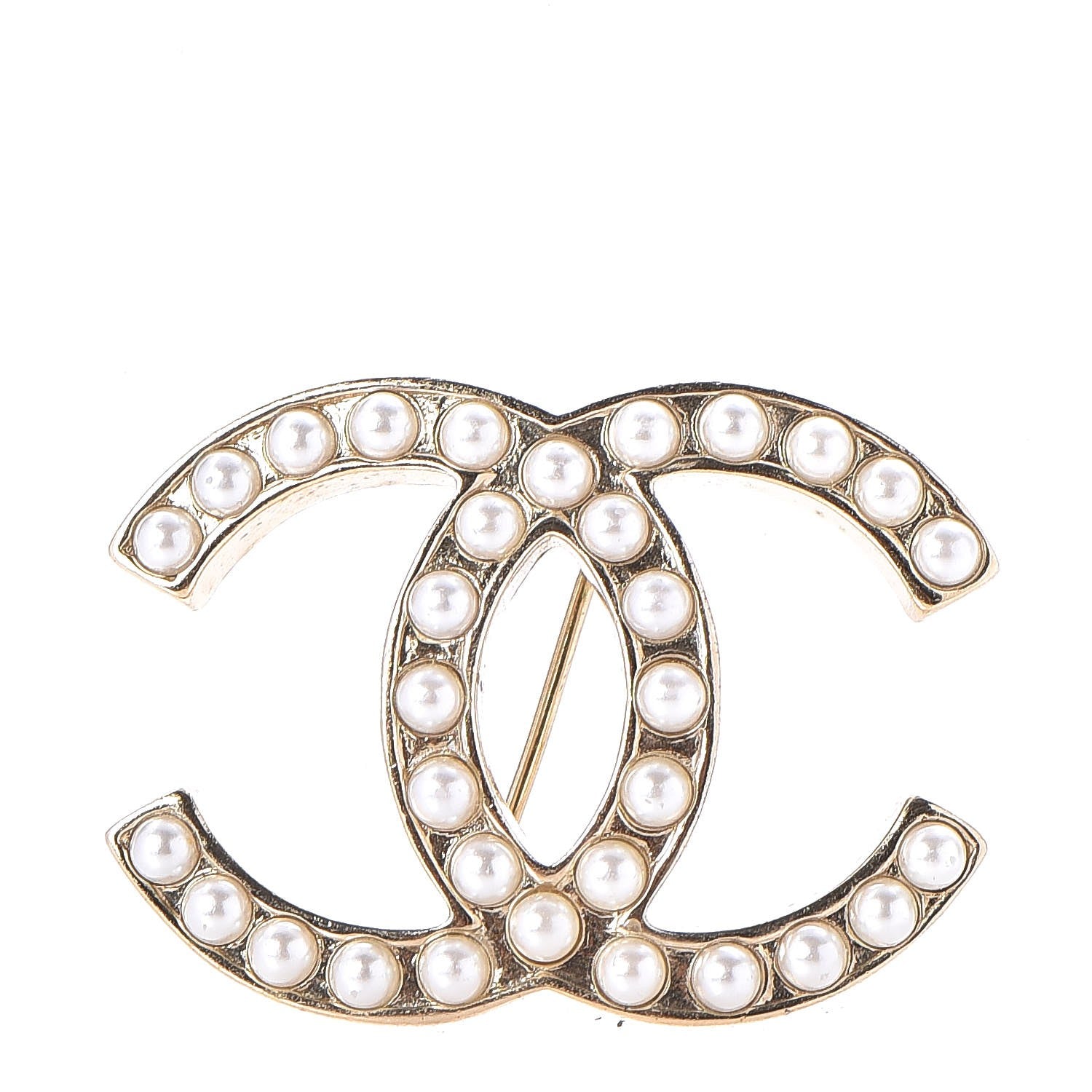 Chanel CC Pearl Brooch Pin Gold 1 of 5