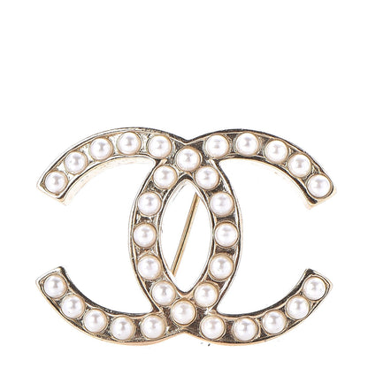 Chanel CC Pearl Brooch Pin Gold 1 of 5