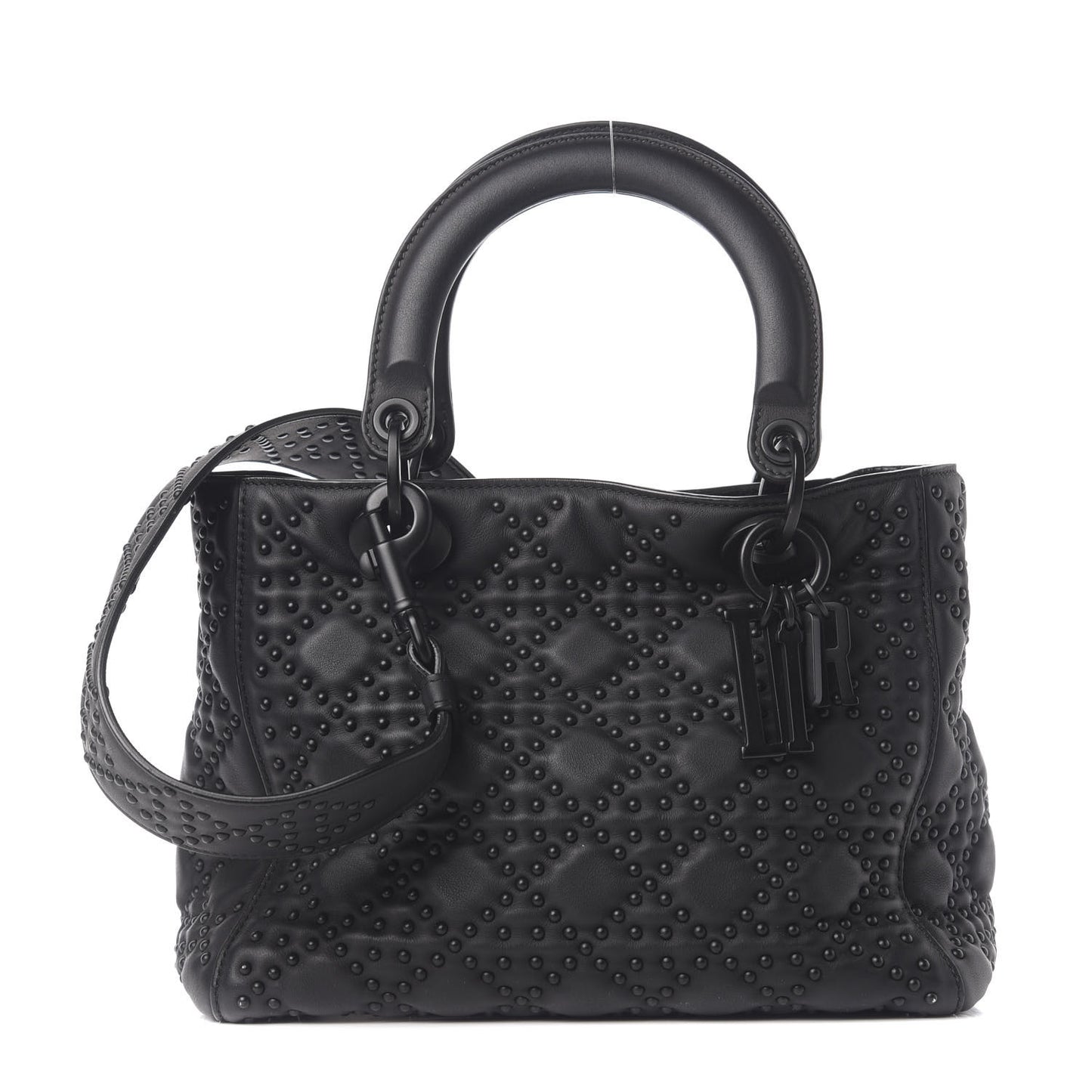 UItra Matte Calfskin Cannage Studded Medium Supple Lady Dior Black