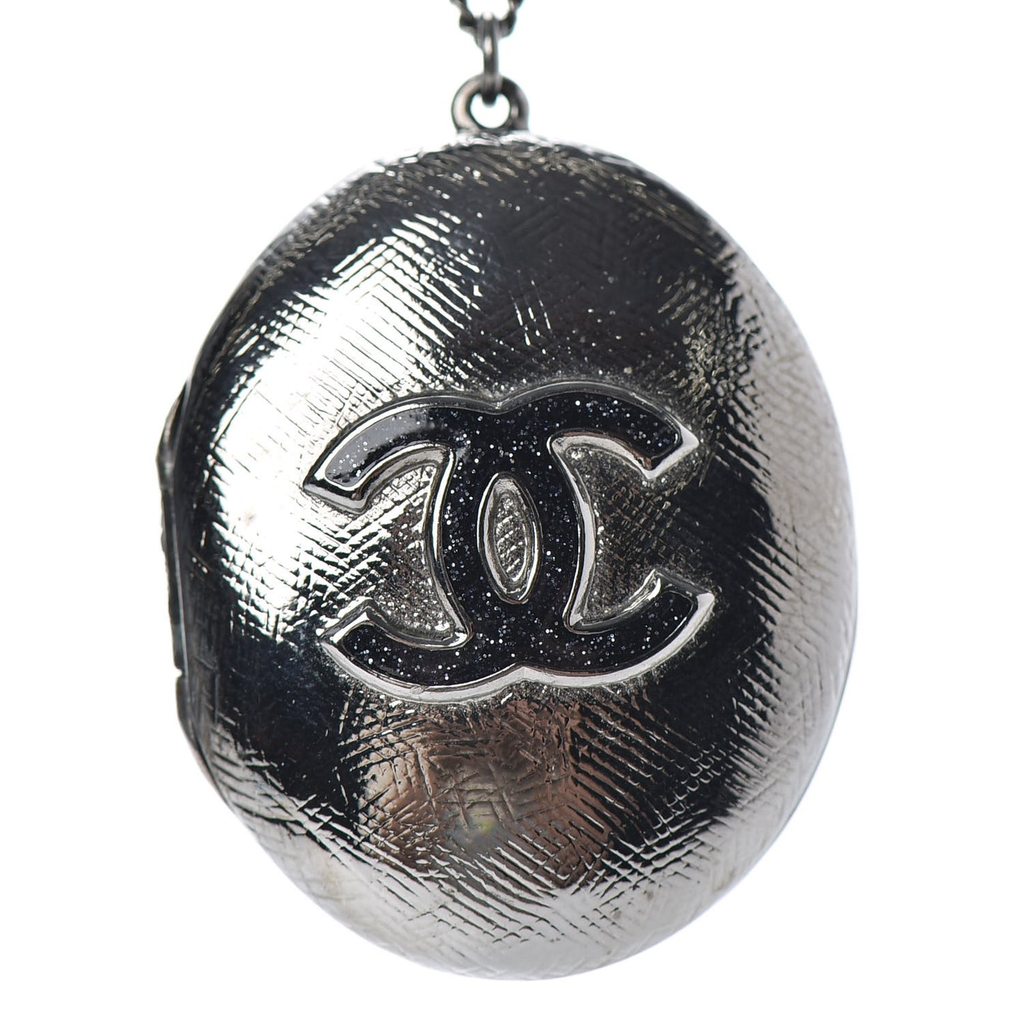 Ruthenium Locket CC Necklace Silver