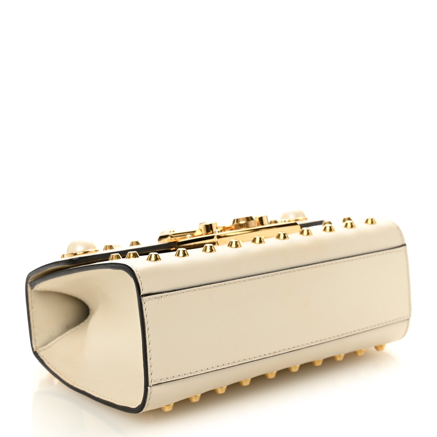 Gucci Calfskin Studded Small Padlock Shoulder Bag White 4 of 13