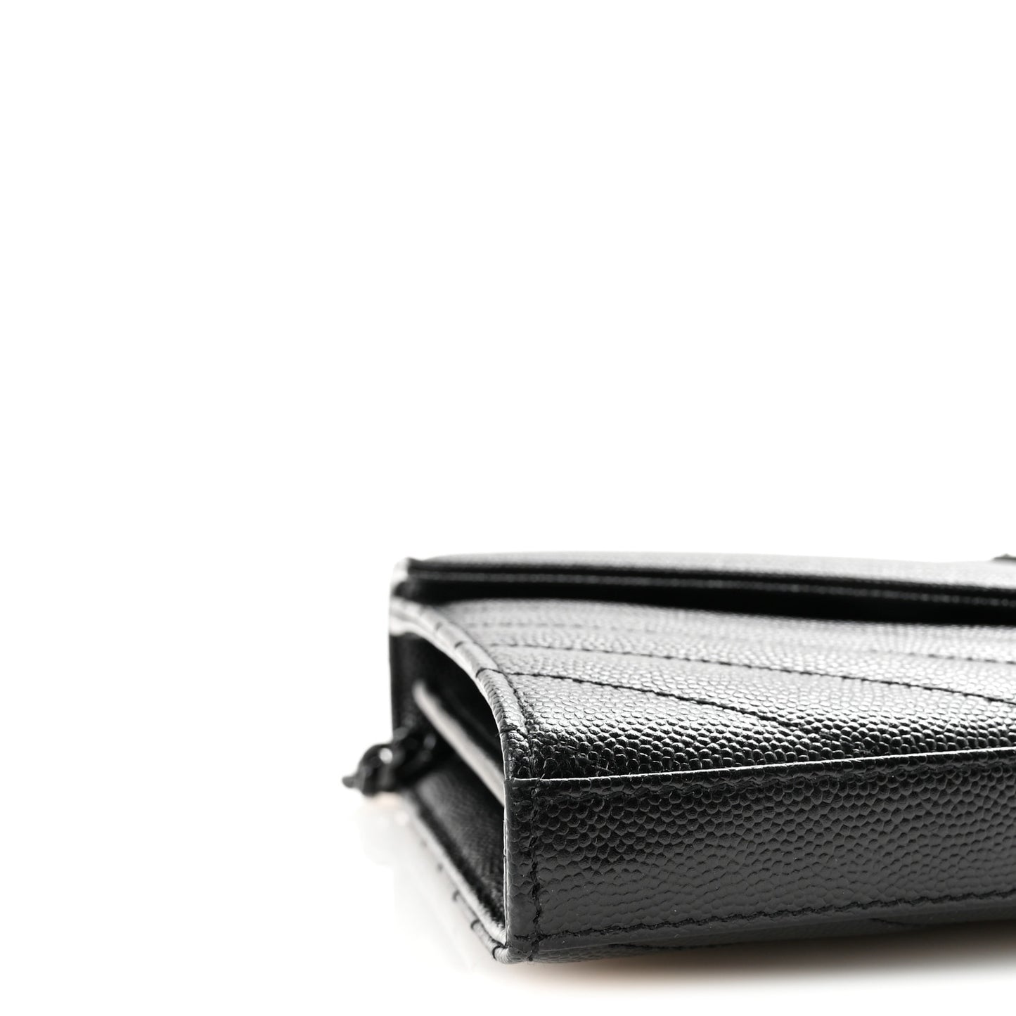 Grain De Poudre Matelasse Chevron Monogram Monochrome Chain Wallet Black