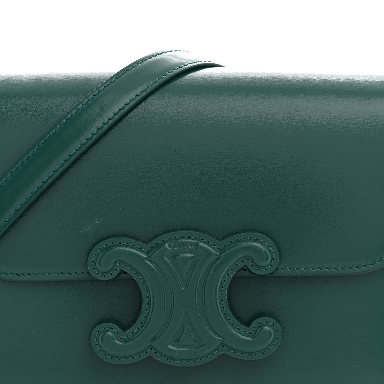 Celine Shiny Calfskin Teen Cuir Triomphe Pine Green 7 of 10