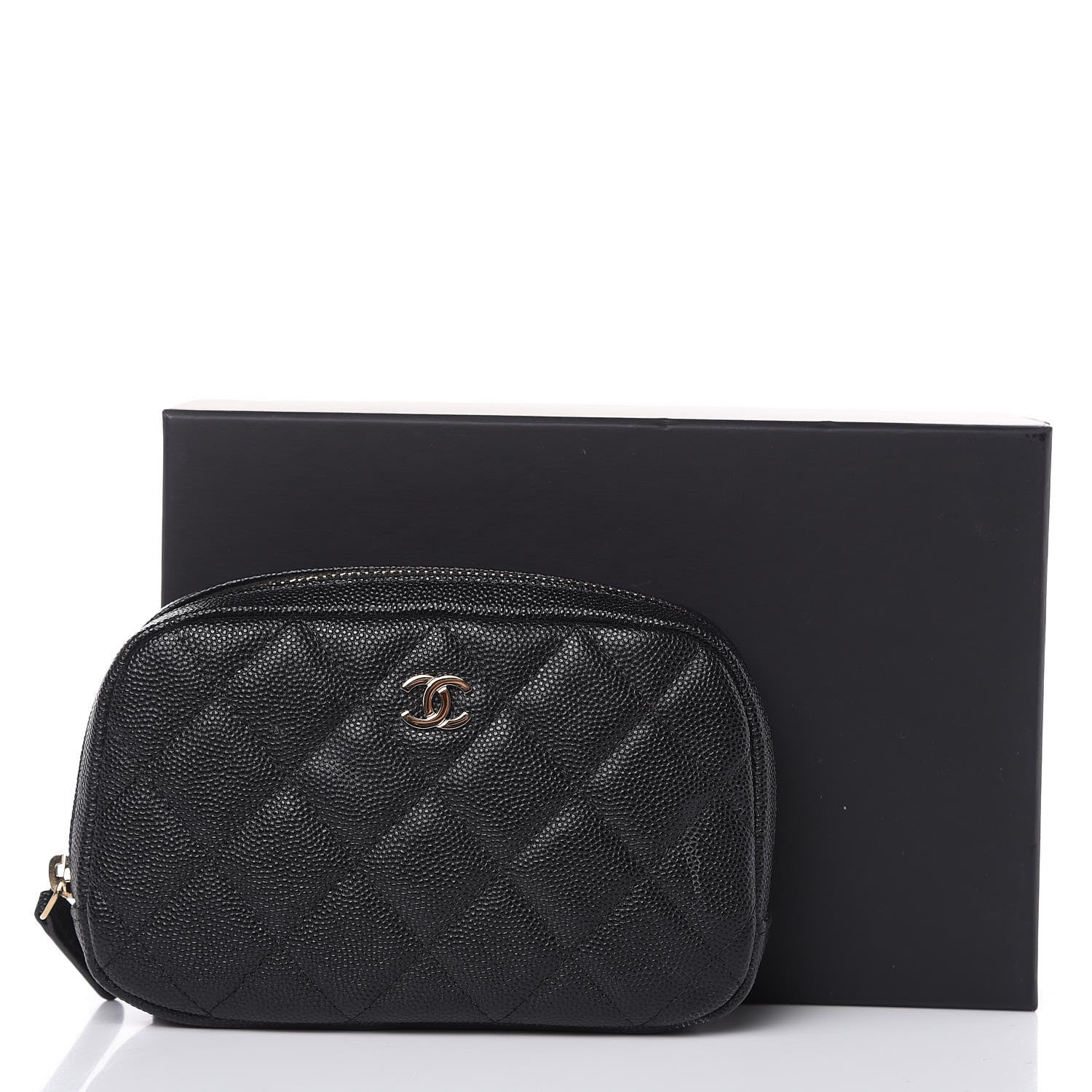 Chanel Caviar Quilted Small Curvy Pouch Cosmetic Case Black 10 of 10