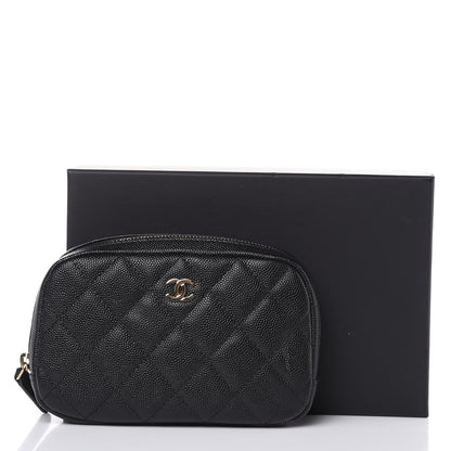 Chanel Caviar Quilted Small Curvy Pouch Cosmetic Case Black 10 of 10